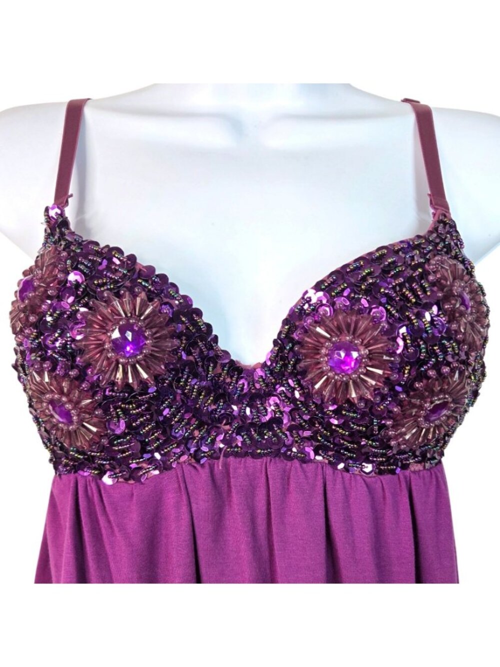 MCM Womens Purple Rhinestone Embellished Dress M Mini Short - Picture 2 of 7
